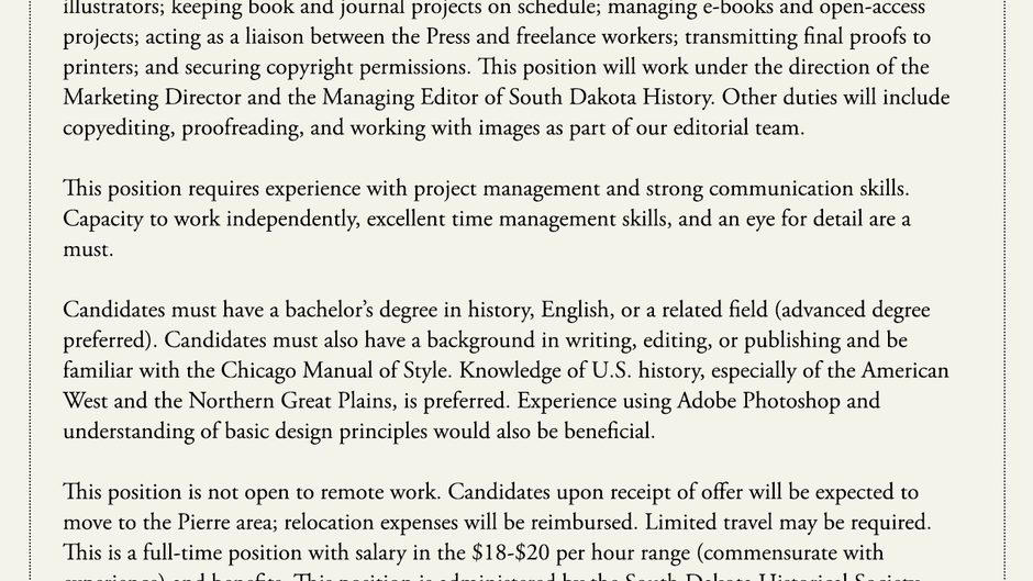 JOB OPENING: Production Coordinator/Editorial Assistant